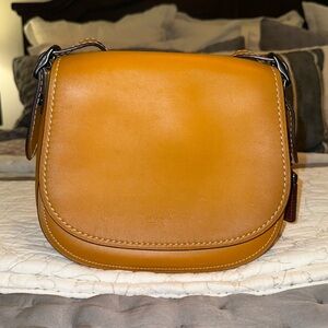 Coach 1941 Saddle Bag Yellow and Tan Crossbody Bag with Smooth Leather Finish